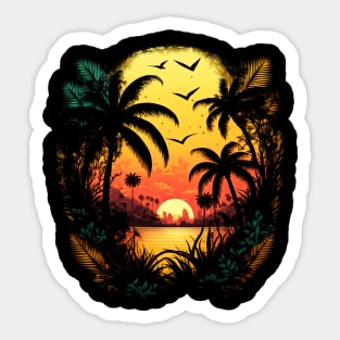 80s Vintage Palmtree Sunset Sticker